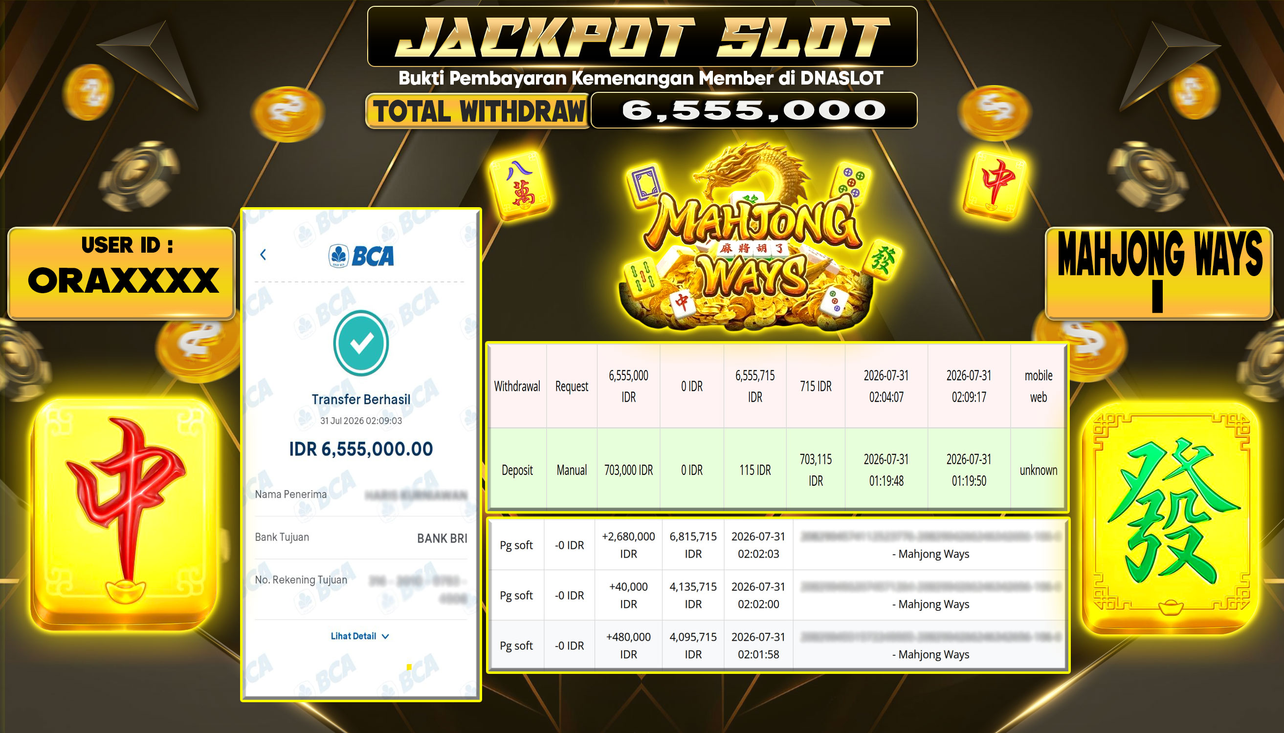 JACKPOT SLOT Mahjong Ways  31 JULY 2026